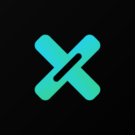 The DevoraX mark: a cyan-to-green X on a black square